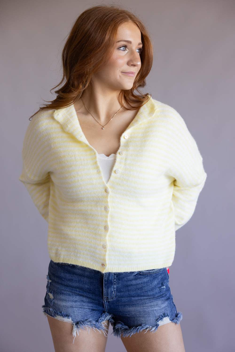 Things Between Striped Piper Cardigan for Women in Butter