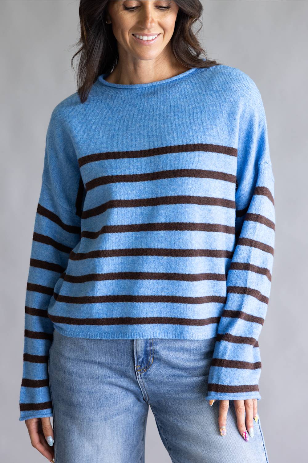 Things Between Striped Piper Pullover for Women in Blue