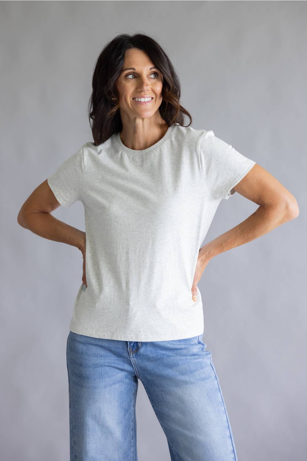 Thread & Supply Asher Striped T-Shirt for Women in Light Heather