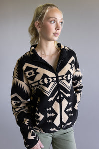 Thread & Supply Canyon Jacket for Women in Cream Black Aztec