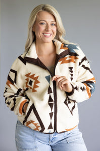 Thread & Supply Canyon Jacket for Women in Cream Hazel Aztec