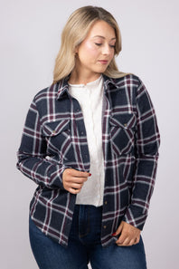 Thread & Supply Cassin Soft Luxe Button Up Shirt in Black Red Plaid