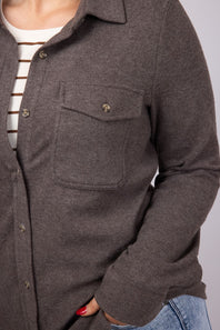 Thread & Supply Cassin Soft Luxe Button Up Shirt in Brown Heather