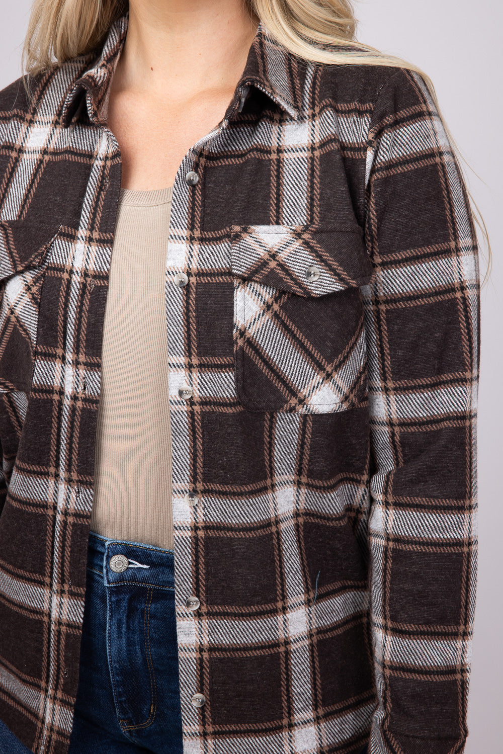 Thread & Supply Cassin Soft Luxe Button Up Shirt in Coffee