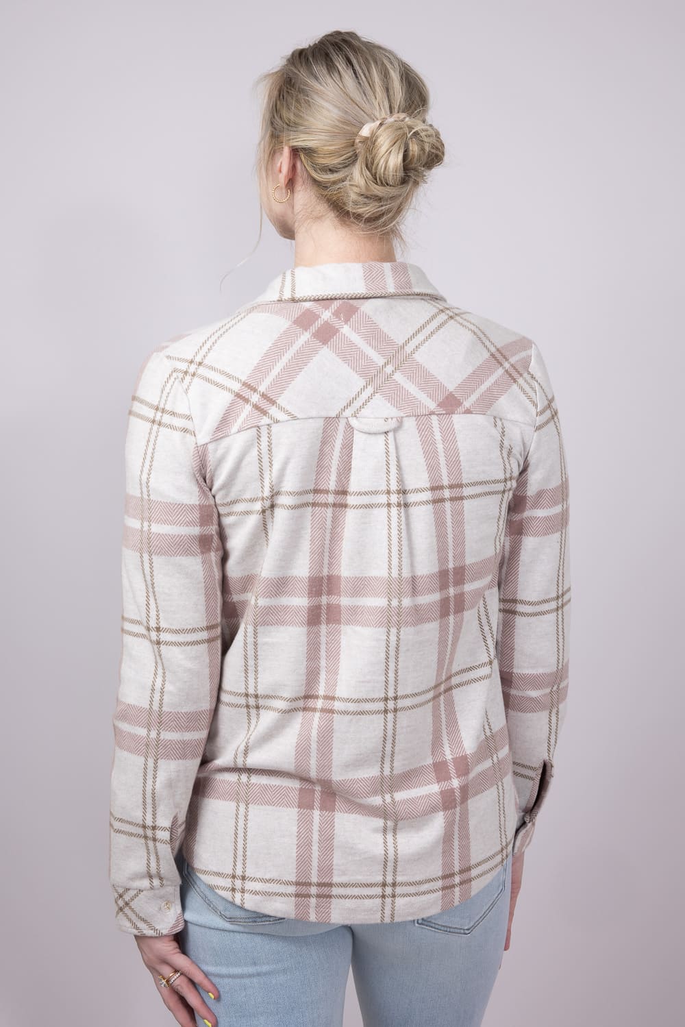 Thread & Supply Cassin Soft Luxe Button Up Shirt in Mauve Tan Plaid