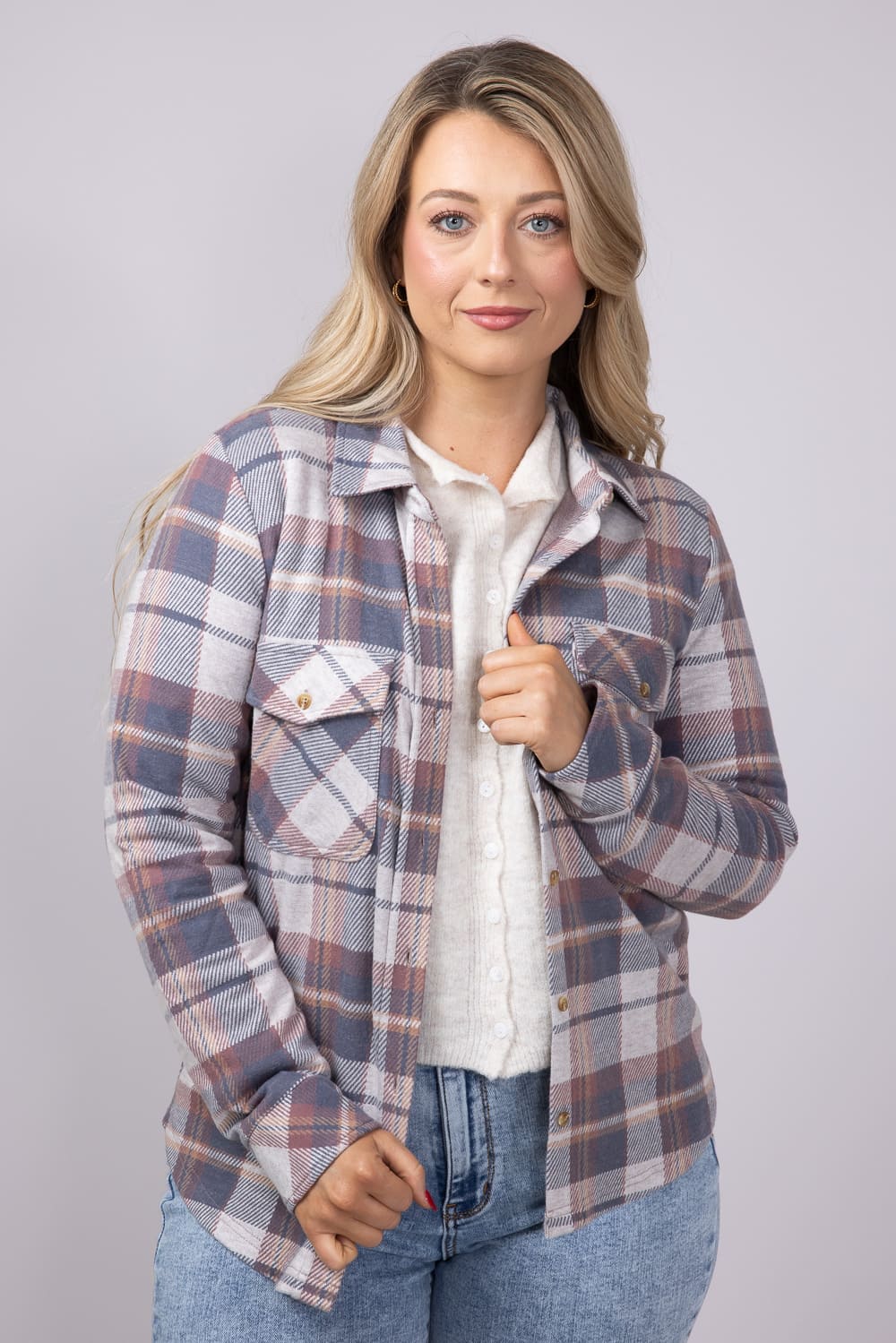 Thread & Supply Cassin Soft Luxe Button Up Shirt in Vintage Indigo Plaid