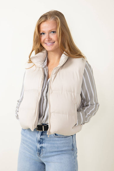 Thread & Supply Issey Cropped Puffer Vest for Women in Cream
