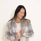 Thread & Supply Lewis Soft Luxe Button Up Shirt for Women in Grey/Brown Plaid