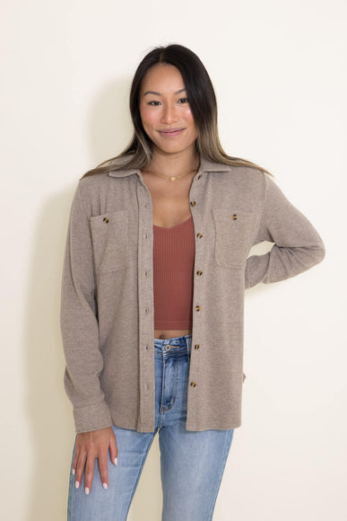 Thread & Supply Lewis Button Up Shirt for Women in Taupe