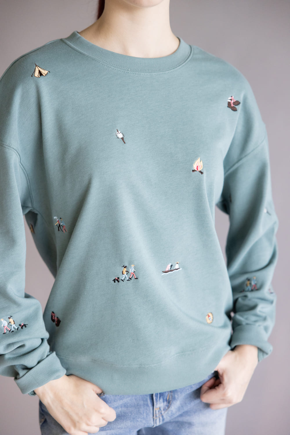 Thread & Supply Road Trip Sweatshirt for Women in Teal Blue