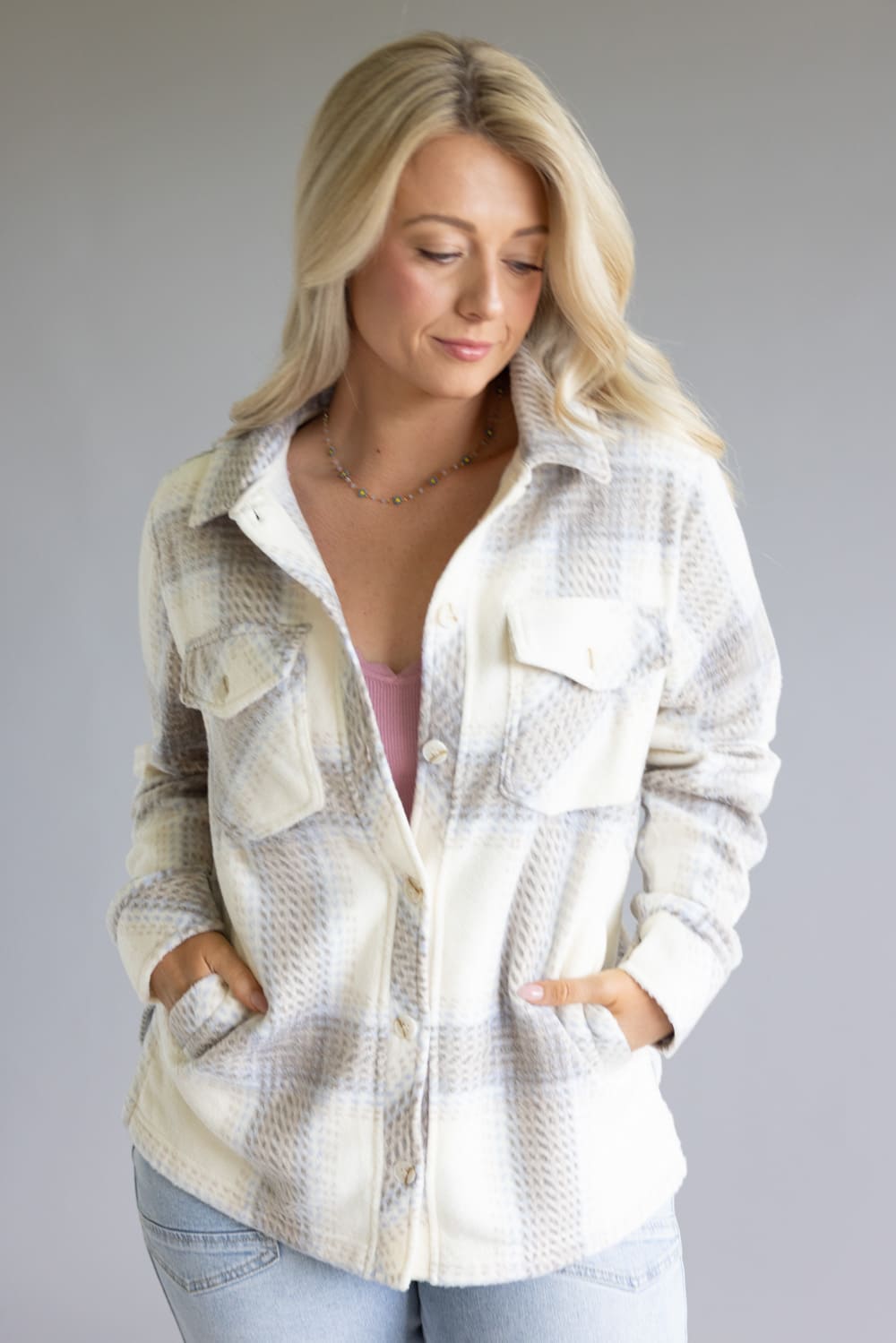 Thread & Supply Santa Fe Jacket for Women in Ivory Plaid