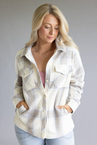 Thread & Supply Santa Fe Jacket for Women in Ivory Plaid