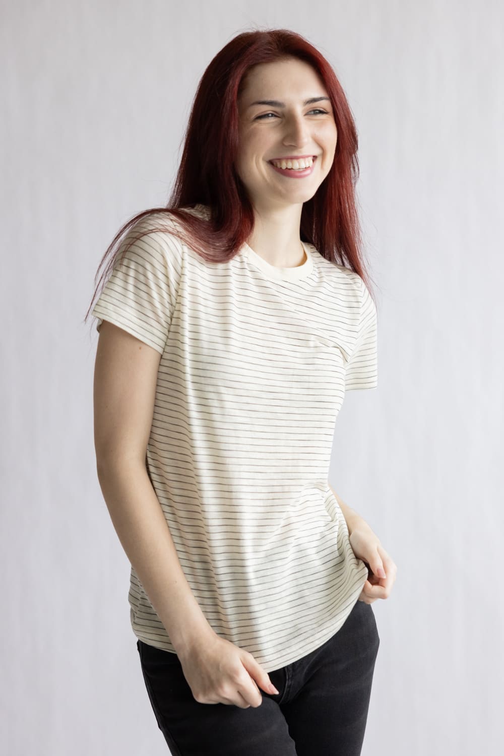 Thread & Supply Sarah Tee for Women in Ivory Black