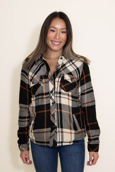 Thread & Supply Sherpa Woven Shacket for Women in Black/Brown