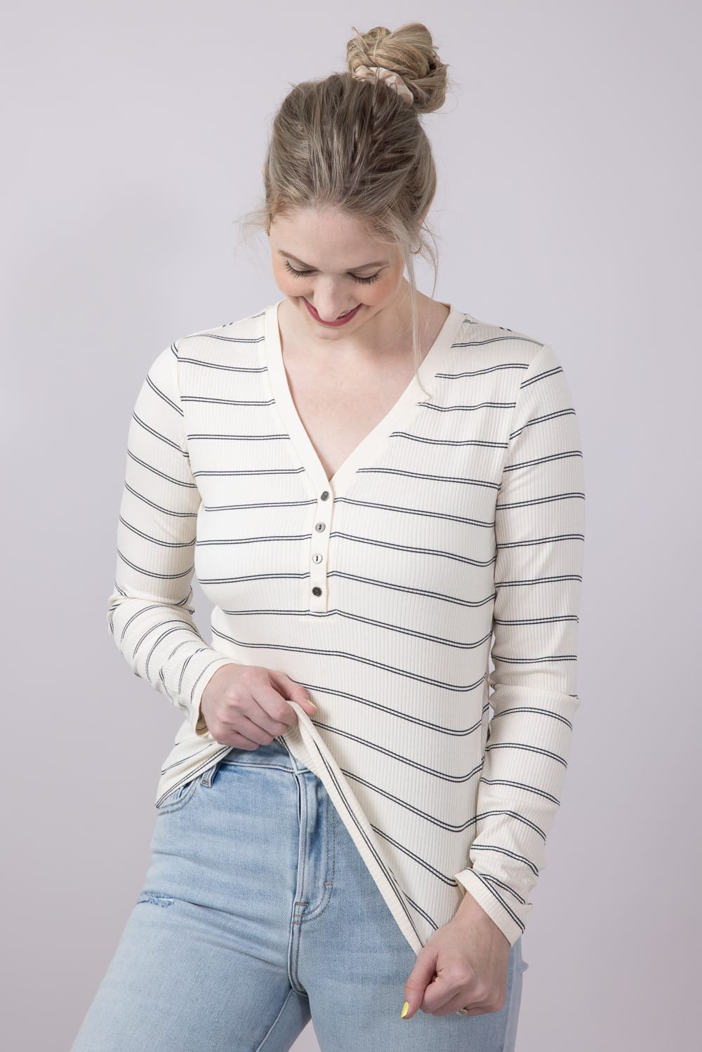 Thread & Supply Solara Stripe Shirt for Women in Off White