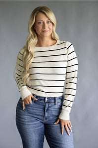 Thread & Supply Stacy Stripe Shirt for Women in Off White/Black
