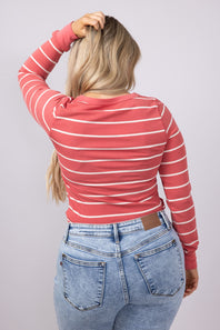 Thread & Supply Stacy Stripe Shirt for Women in Rose/Off White