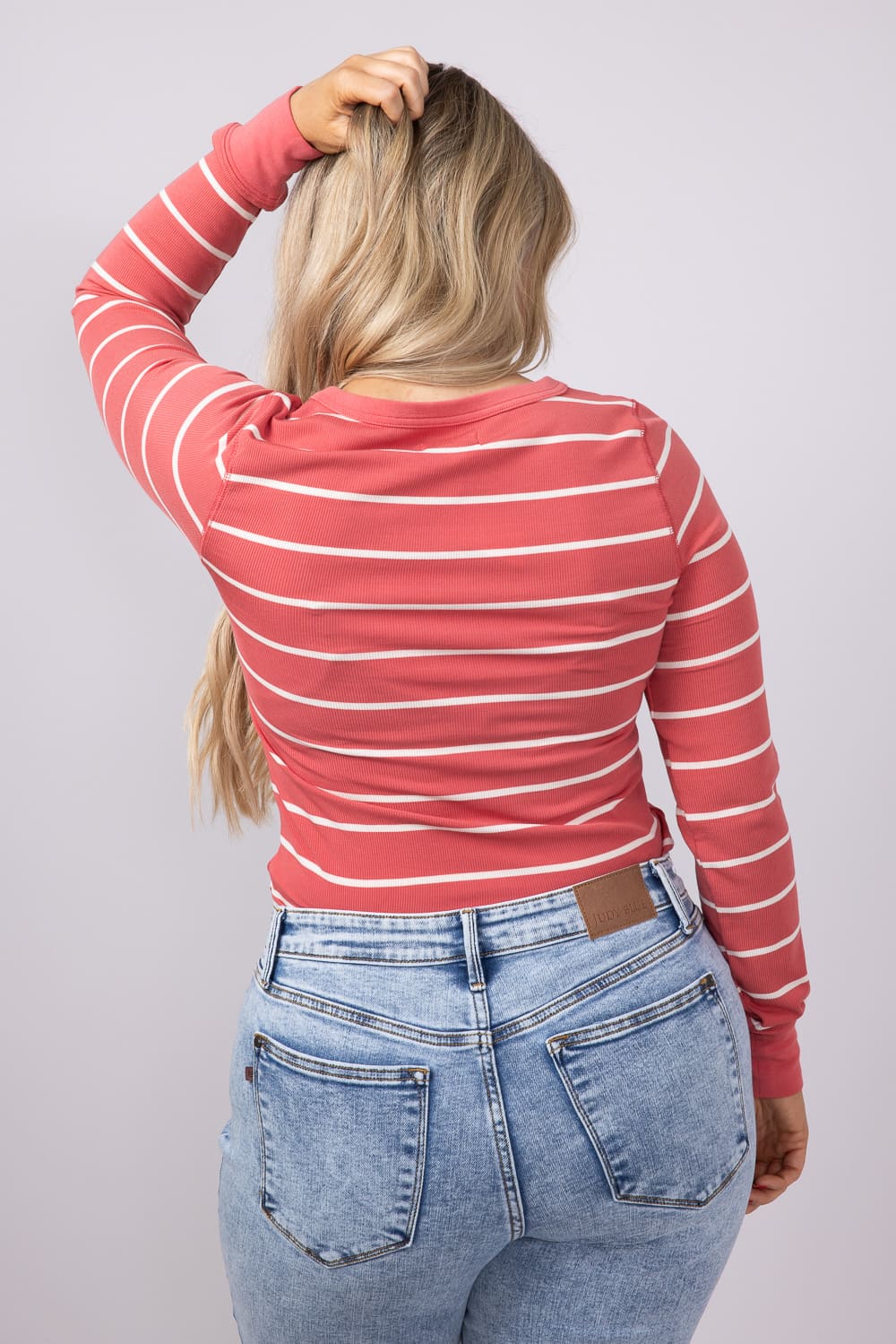 Thread & Supply Stacy Stripe Shirt for Women in Rose/Off White