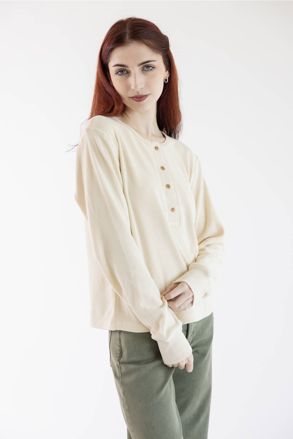 Thread & Supply Tana Henley Shirt for Women in Eggnog | T8728MWKTS-EGGNOG