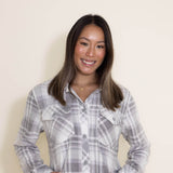 Thread & Supply Tullis Shacket for Women in Grey/White Plaid