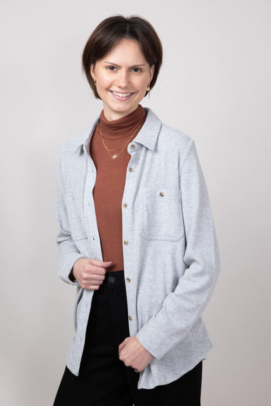 Thread & Supply Lewis Soft Luxe Button Up Shirt for Women in Medium Grey Heather