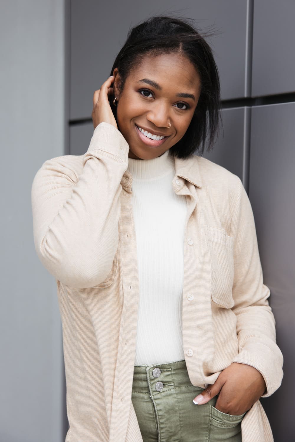 Thread & Supply Lewis Soft Luxe Button Up Shirt for Women in Striped Iced Coffee