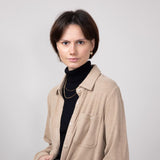 Thread & Supply Lewis Soft Luxe Button Up Shirt for Women in Warm Taupe