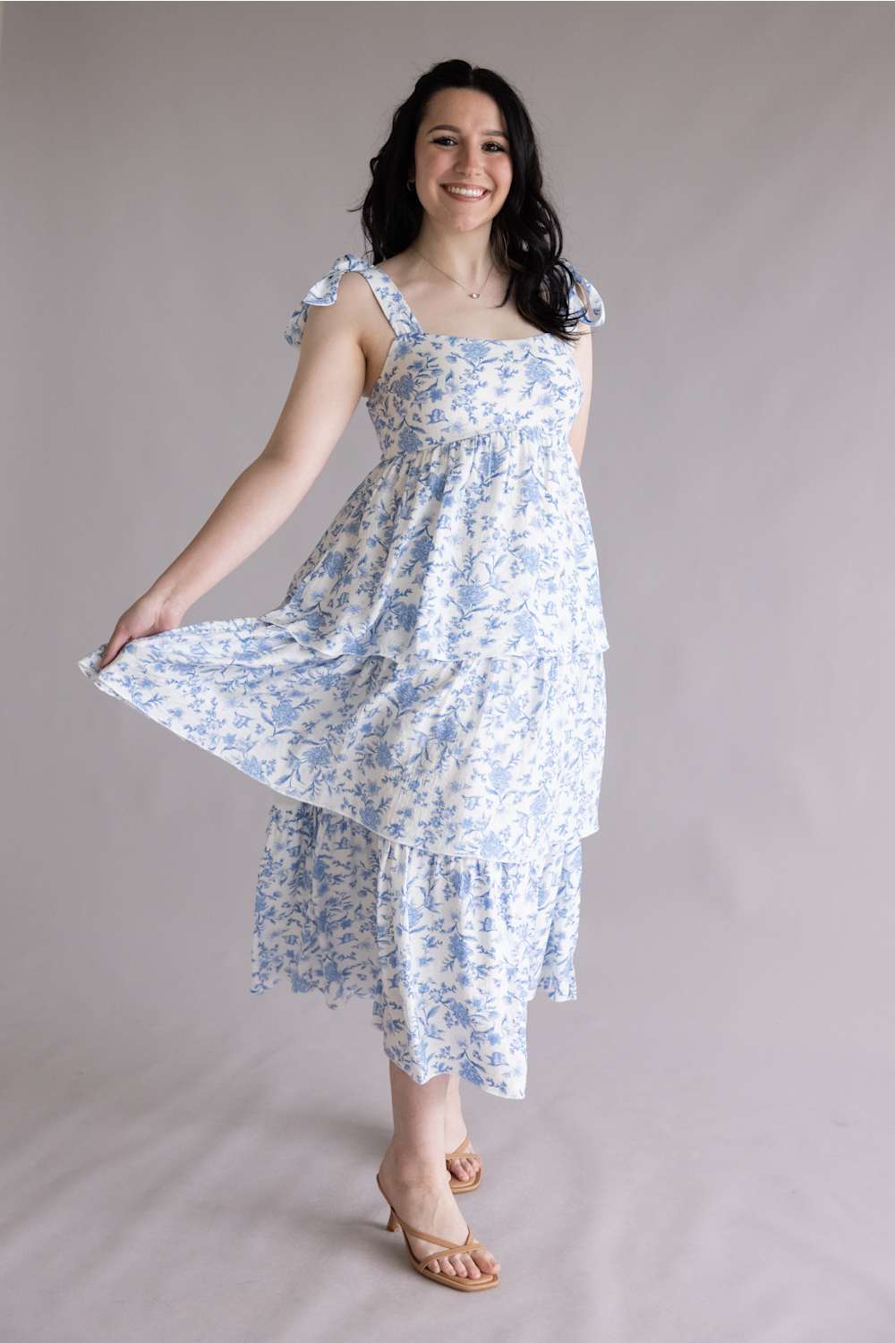 Blu Pepper tiered floral maxi dress blue multi