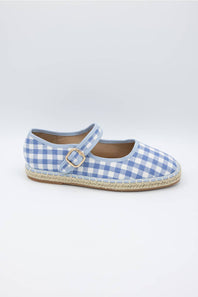 Top Moda Fallon Gingham Mary Jane Flats for Women in Blue