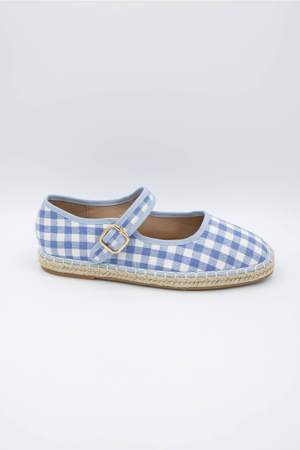 Top Moda Fallon Gingham Mary Jane Flats for Women in Blue