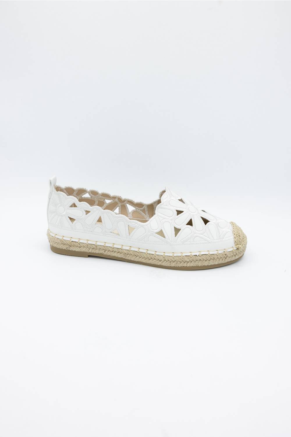 Top Moda Floral Cut Out Flats for Women in White