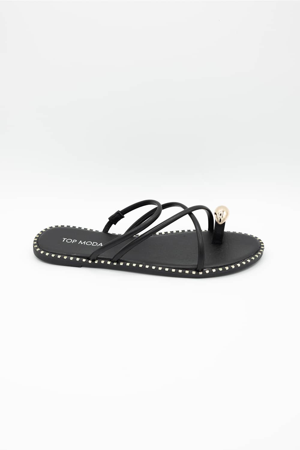 Top Moda Mick Toe Loop Slides for Women in Black