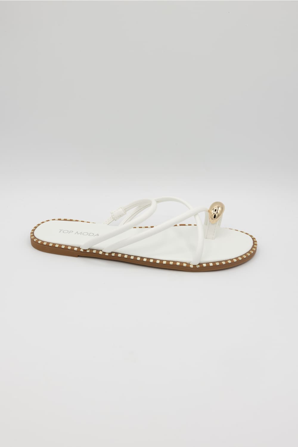 Top Moda Mick toe loop slides white 