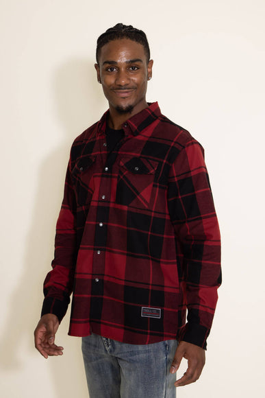 Troll Co. Ridge Flannel Button Down Shirt for Men in Red