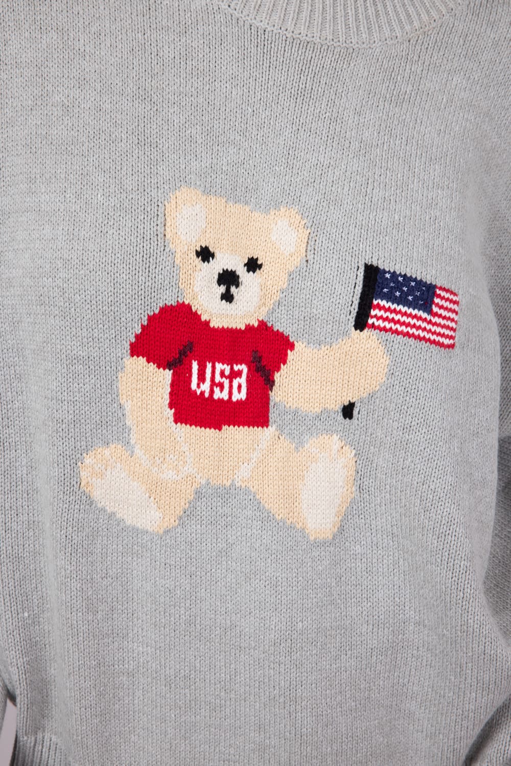 USA Bear Crewneck Sweater for Women in Grey