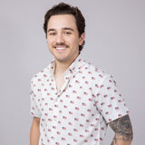 USA Flag Pattern Button Down Shirt for Men in Grey/White