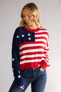 Simply Southern USA Sweater for Women in Red/White