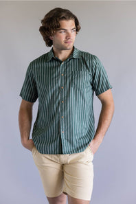 Union Venice Printed Rayon Button Up Shirt for Men in Eucalyptus