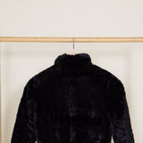 Youth Faux Fur Bomber Jacket for Girls in Black