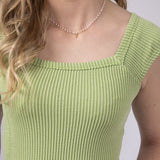 Urban Ribbed Knit Bodysuit for Women in Sage