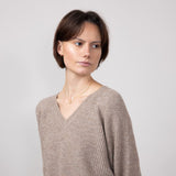 Thread & Supply V-Neck Knit Marigold Sweater for Women in Heather Pewter