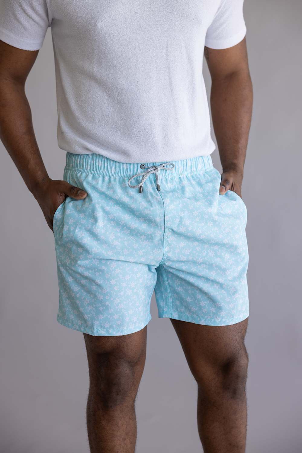 Vintage Summer 4 Way Stretch Volley Shorts for Men in Aqua