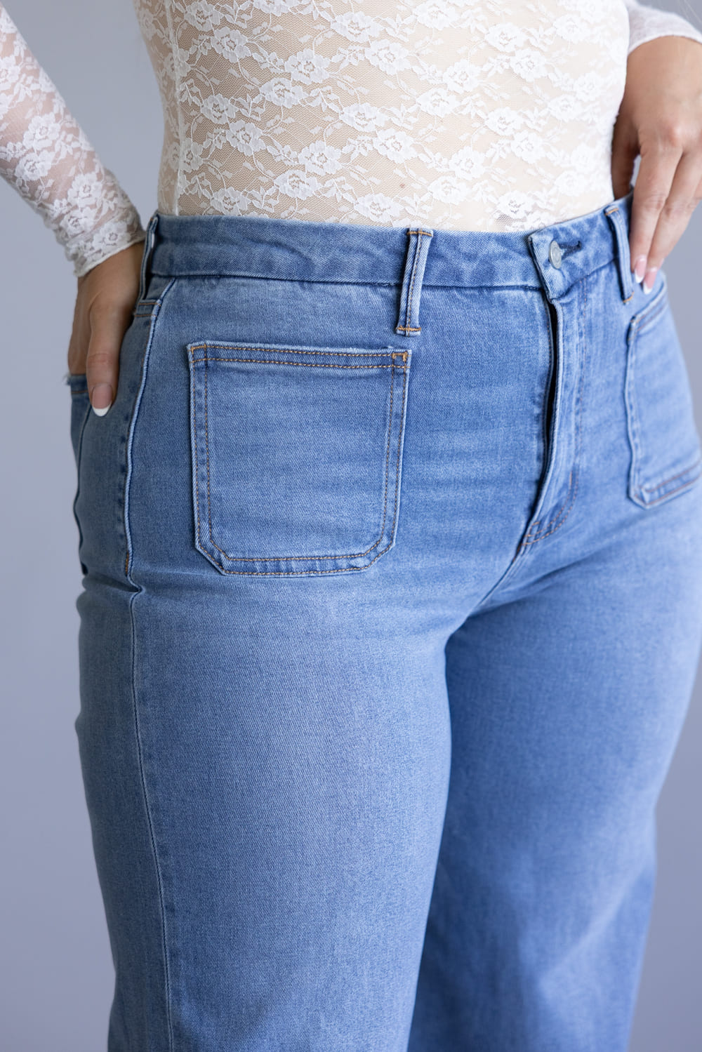 Vervet Super Soft High Rise Wide Crop Jeans for Women