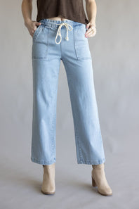Vervet High-Rise Elastic Waistband Wide Leg Jeans for Women