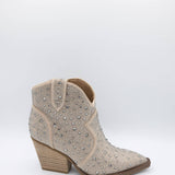 Very G Austin Rhinestone Cowboy Booties for Women in Taupe