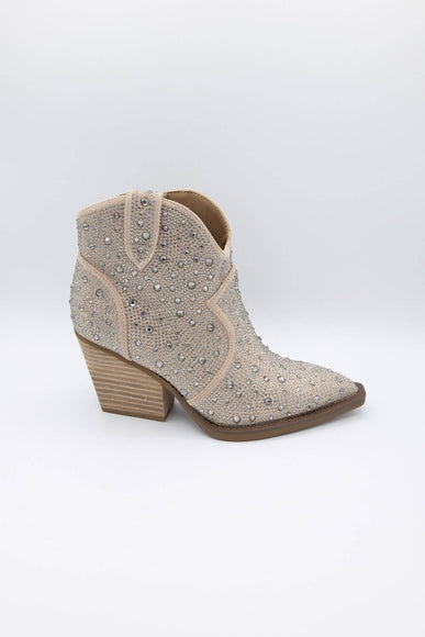 Very G Austin Rhinestone Cowboy Booties for Women in Taupe