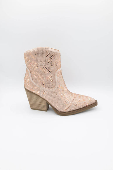Very G Maze Stone Cowboy Booties for Women in Rose Gold Pink
