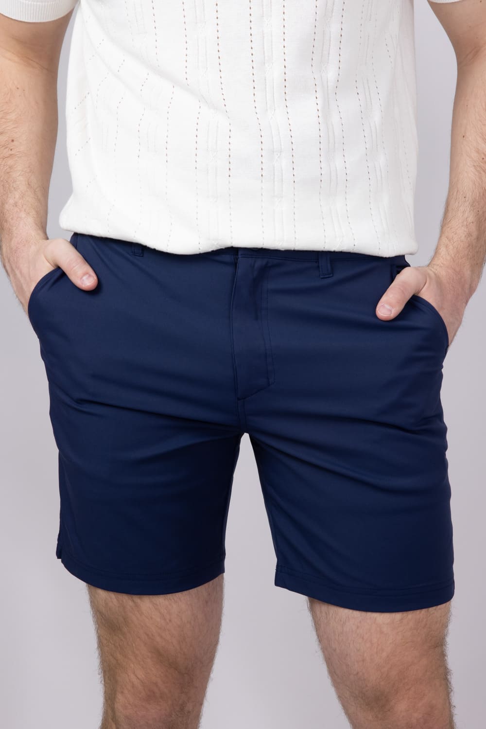 Vintage Summer 6 Performance Flex Shorts for Men in Navy | V46801