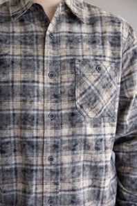 Weatherproof Vintage Chalk Flannel Shirt for Men in Ebony