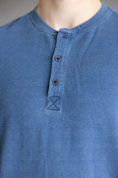 Weatherproof Vintage Long Sleeve Henley Shirt for Men in Indigo Blue
